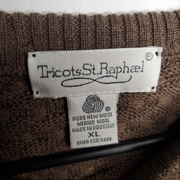Tricots St Raphael Sweater Mens X-Large Brown Waffle Pullover Casual - Picture 2 of 7